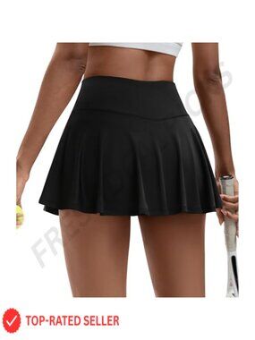 Pleated Tennis Skirt Skort High Waisted Tummy Control with Pockets
